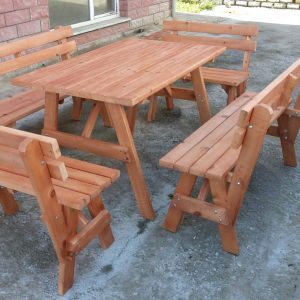 ahşap piknik masası 10 kişilik sırt dayamalı