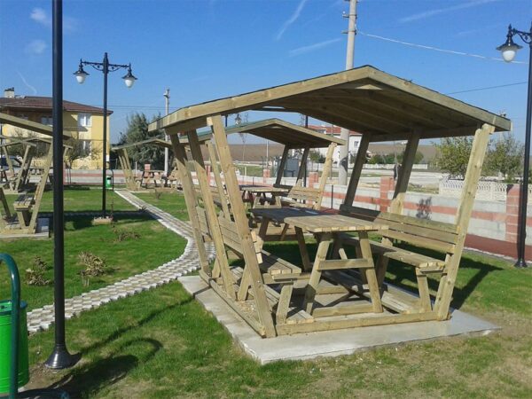 10 Kişilik kamelyalı piknik masası
